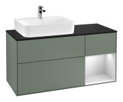 Тумба под раковину Villeroy & Boch Finion 120х50,1 см с подсветкой МДФ оливковый матовый лак/стекло черное матовое G152MTGM