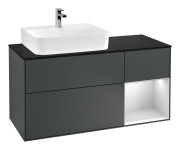 Тумба под раковину Villeroy & Boch Finion 120х50,1 см с подсветкой МДФ темно-синий матовый лак/стекло черное матовое G152MTHG