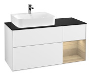 Тумба под раковину Villeroy & Boch Finion 120х50,1 см с подсветкой МДФ глянцевый белый лак/стекло черное матовое G152PCGF