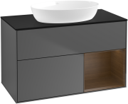 Тумба под раковину Villeroy & Boch Finion 100х50,1 см с подсветкой МДФ антрацит матовый лак/стекло черное матовое GA22GNGK