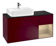 Тумба под раковину Villeroy & Boch Finion 120х50,1 см с подсветкой МДФ пион матовый лак/стекло черное матовое G152PCHB