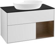 Тумба под раковину Villeroy & Boch Finion 100х50,1 см с подсветкой МДФ белый матовый лак/стекло черное матовое GA22GNMT