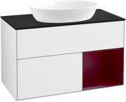 Тумба під раковину Villeroy & Boch Finion 100х50,1 см з підсвічуванням МДФ білий глянцевий лак/скло чорне матове GA22HBGF