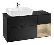 Тумба под раковину Villeroy & Boch Finion 120х50,1 см с подсветкой МДФ черный матовый лак/стекло черное матовое G152PCPD