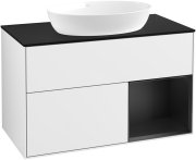 Тумба под раковину Villeroy & Boch Finion 100х50,1 см с подсветкой МДФ глянцевый белый лак/стекло черное матовое GA22PDGF