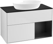 Тумба под раковину Villeroy & Boch Finion 100х50,1 см с подсветкой МДФ белый матовый лак/стекло черное матовое GA22PDMT