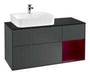 Тумба под раковину Villeroy & Boch Finion 120х50,1 см с подсветкой МДФ темно-синий матовый лак/стекло черное матовое G152HBHG