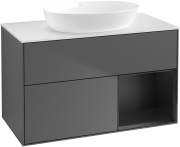 Тумба под раковину Villeroy & Boch Finion 100х50,1 см с подсветкой МДФ антрацит матовый лак/стекло белое матовое GA21PDGK