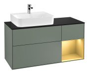 Тумба под раковину Villeroy & Boch Finion 120х50,1 см с подсветкой МДФ оливковый матовый лак/стекло черное матовое G152HFGM