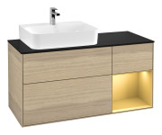 Тумба под раковину Villeroy & Boch Finion 120х50,1 см с подсветкой МДФ шпон дуба/стекло черное матовое G152HFPC