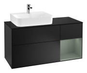 Тумба под раковину Villeroy & Boch Finion 120х50,1 см с подсветкой МДФ черный матовый лак/стекло черное матовое G152GMPD