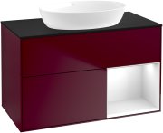 Тумба під раковину Villeroy & Boch Finion 100х50,1 см з підсвічуванням МДФ півонія матовий лак/скло чорне матове GA22GFHB