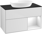 Тумба під раковину Villeroy & Boch Finion 100х50,1 см із підсвічуванням МДФ білий матовий лак/скло чорне матове GA22GFMT