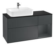 Тумба под раковину Villeroy & Boch Finion 120х50,1 см с подсветкой МДФ темно-синий матовый лак/стекло черное матовое G152HGHG