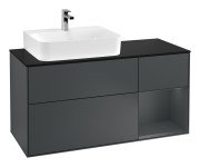 Тумба під раковину Villeroy & Boch Finion 120х50,1 см із підсвічуванням МДФ темно-синій матовий лак/скло чорне матове G152HGHG