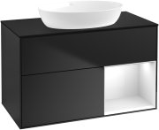 Тумба под раковину Villeroy & Boch Finion 100х50,1 см с подсветкой МДФ черный матовый лак/стекло черное матовое GA22GFPD