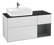 Тумба под раковину Villeroy & Boch Finion 120х50,1 см с подсветкой МДФ белый матовый лак/стекло черное матовое G152HGMT