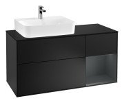 Тумба під раковину Villeroy & Boch Finion 120х50,1 см із підсвічуванням МДФ чорний матовий лак/скло чорне матове G152HGPD