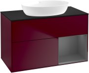 Тумба під раковину Villeroy & Boch Finion 100х50,1 см з підсвічуванням МДФ півонія матовий лак/скло чорне матове GA22GKHB