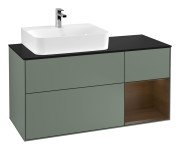 Тумба под раковину Villeroy & Boch Finion 120х50,1 см с подсветкой МДФ оливковый матовый лак/стекло черное матовое G152GNGM