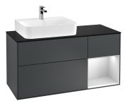 Тумба под раковину Villeroy & Boch Finion 120х50,1 см с подсветкой МДФ темно-синий матовый лак/стекло черное матовое G152MTHG