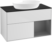 Тумба під раковину Villeroy & Boch Finion 100х50,1 см із підсвічуванням МДФ білий матовий лак/скло чорне матове GA22GKMT