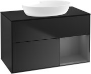 Тумба під раковину Villeroy & Boch Finion 100х50,1 см із підсвічуванням МДФ чорний матовий лак/скло чорне матове GA22GKPD