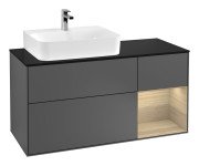 Тумба под раковину Villeroy & Boch Finion 120х50,1 см с подсветкой МДФ антрацит матовый лак/стекло черное матовое G152PCGK