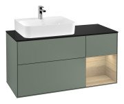 Тумба під раковину Villeroy & Boch Finion 120х50,1 см із підсвічуванням МДФ оливковий матовий лак/скло чорне матове G152PCGM