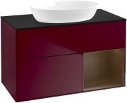 Тумба під раковину Villeroy & Boch Finion 100х50,1 см з підсвічуванням МДФ півонія матовий лак/скло чорне матове GA22GNHB