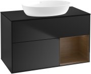 Тумба під раковину Villeroy & Boch Finion 100х50,1 см із підсвічуванням МДФ чорний матовий лак/скло чорне матове GA22GNPD