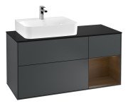 Тумба под раковину Villeroy & Boch Finion 120х50,1 см с подсветкой МДФ темно-синий матовый лак/стекло черное матовое G152GNHG