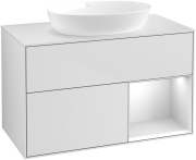 Тумба під раковину Villeroy & Boch Finion 100х50,1 см із підсвічуванням МДФ білий матовий лак/скло біле матове GA21MTMT