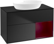 Тумба под раковину Villeroy & Boch Finion 100х50,1 см с подсветкой МДФ черный матовый лак/стекло черное матовое GA22HBPD