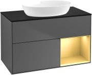 Тумба під раковину Villeroy & Boch Finion 100х50,1 см з підсвічуванням антрацит матовий лак/скло чорне матове GA22HFGK