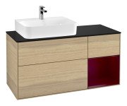 Тумба під раковину Villeroy & Boch Finion 120х50,1 см із підсвічуванням МДФ шпон дуба/скло чорне матове G152HBPC