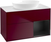 Тумба под раковину Villeroy & Boch Finion 100х50,1 см с подсветкой МДФ пион матовый лак/стекло белое матовое GA21PDHB