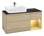 Тумба під раковину Villeroy & Boch Finion 120х50,1 см із підсвічуванням МДФ шпон дуба/скло чорне матове G152HFPC