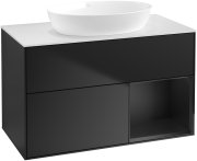 Тумба під раковину Villeroy & Boch Finion 100х50,1 см із підсвічуванням МДФ чорний матовий лак/скло біле матове GA21PDPD