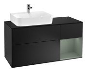 Тумба під раковину Villeroy & Boch Finion 120х50,1 см із підсвічуванням МДФ чорний матовий лак/скло чорне матове G152GMPD