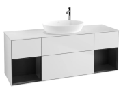 Тумба под раковину Villeroy & Boch Finion 160х50,1 см с подсветкой МДФ белый матовый лак/стекло белое матовое F981PDMT