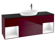 Тумба под раковину Villeroy & Boch Finion 160х50,1 см с подсветкой МДФ пион матовый лак/стекло черное матовое F982GFHB