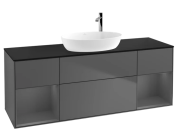 Тумба под раковину Villeroy & Boch Finion 160х50,1 см с подсветкой МДФ антрацит матовый лак/стекло черное матовое F982GKGK