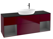 Тумба под раковину Villeroy & Boch Finion 160х50,1 см с подсветкой МДФ пион матовый лак/стекло черное матовое F982GKHB