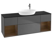 Тумба під раковину Villeroy & Boch Finion 160х50,1 см із підсвічуванням МДФ антрацит матовий лак/скло чорне матове F982GNGK