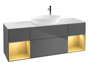 Тумба под раковину Villeroy & Boch Finion 160х50,1 см с подсветкой МДФ антрацит матовый лак/стекло белое матовое F981HFGK