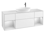 Тумба под раковину Villeroy & Boch Finion 160х50,1 см с подсветкой МДФ глянцевый белый лак/стекло белое матовое F981MTGF