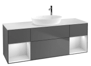 Тумба под раковину Villeroy & Boch Finion 160х50,1 см с подсветкой МДФ антрацит матовый лак/стекло белое матовое F981MTGK