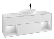 Тумба под раковину Villeroy & Boch Finion 160х50,1 см с подсветкой МДФ белый матовый лак/стекло белое матовое F981MTMT