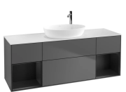 Тумба під раковину Villeroy & Boch Finion 160х50,1 см із підсвічуванням МДФ антрацит матовий лак/скло біле матове F981PDGK